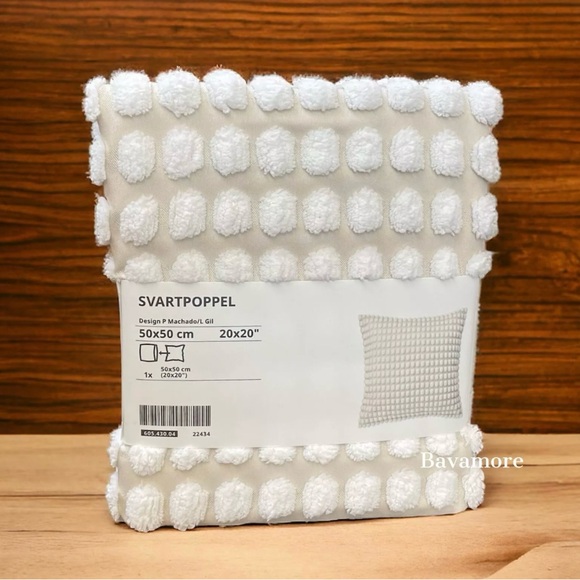 Ikea SVARTPOPPEL Cushion cover, off-white Super-Soft tactile pattern 20x20 " NEW - Picture 5 of 5